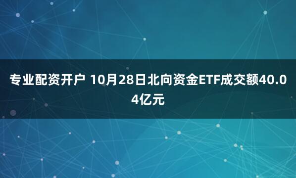 专业配资开户 10月28日北向资金ETF成交额40.04亿元