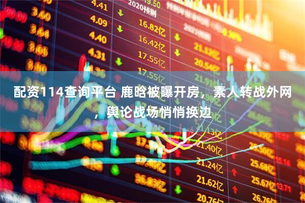 配资114查询平台 鹿晗被曝开房，素人转战外网，舆论战场悄悄换边